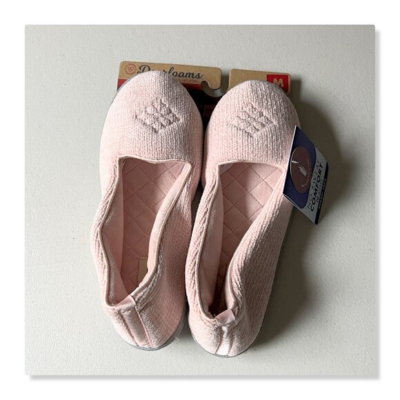 Dearfoams Rebecca Dusty Pink Chenille Closed Back House Slipper Sz M 7-8 NWT - Picture 2 of 11